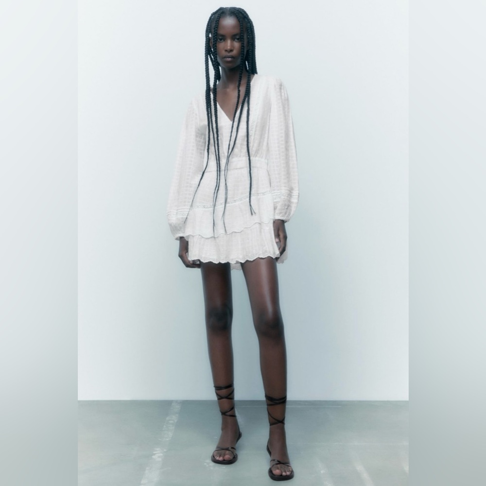 ZARA / EMBROIDERED LACE INSERT DRESS / REF. 0881/215